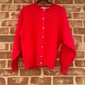 Vintage Talbots Red Wool Cardigan Sweater - Large